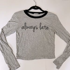 Always Late Long Sleeve Cropped Tee